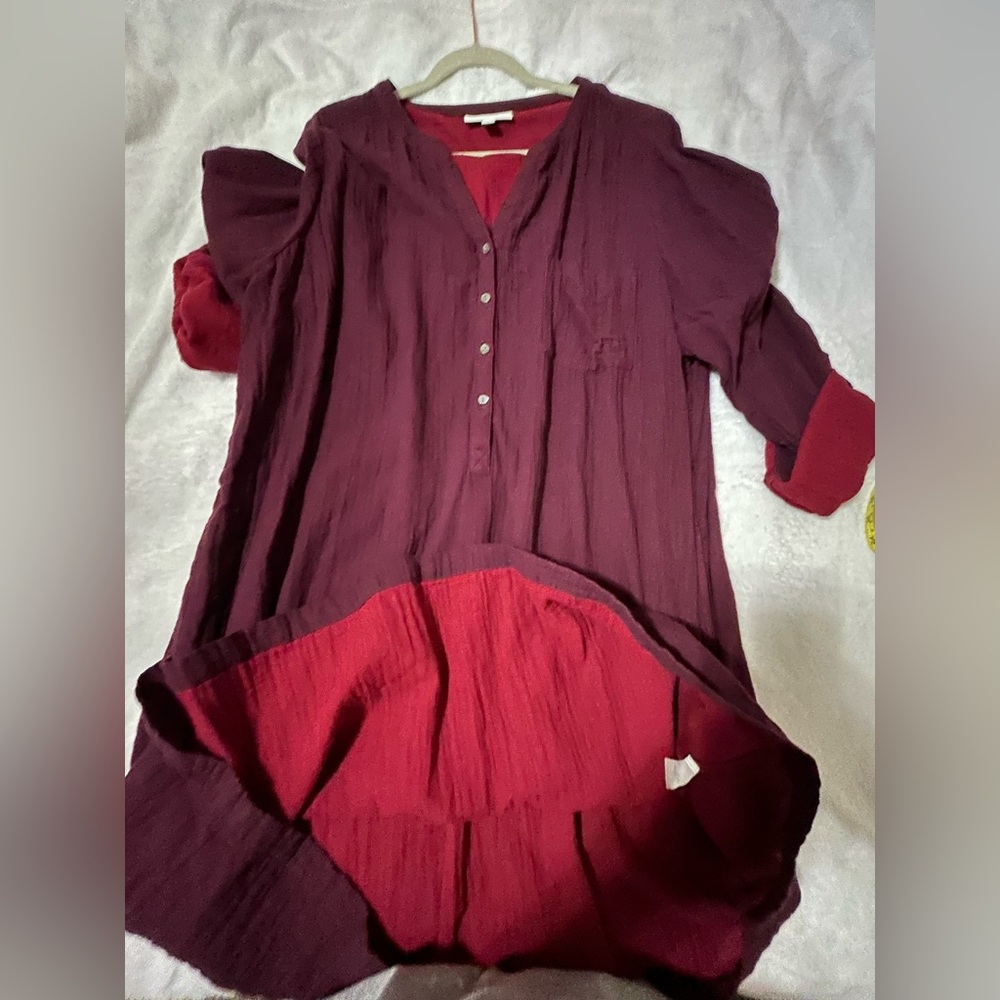 Pure Jill J Jill Burgundy lined organic cotton lined dress size 3X